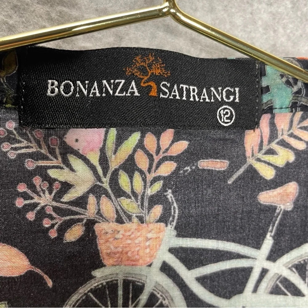 Bonanza Satrangi Pakistani Bicycle Novelty Print Ruffle Sleeve Shirt Dress - Picture 6 of 7
